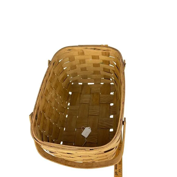 Vtg Basketville Woven Wood Picnic Basket Swing Handles Farmhouse Rustic Decor - Picture 15 of 16